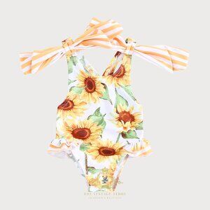NWT Pretty Girls One-Piece Swimsuit Swimwear for Kids Sunny Day Sunflower 2-3T